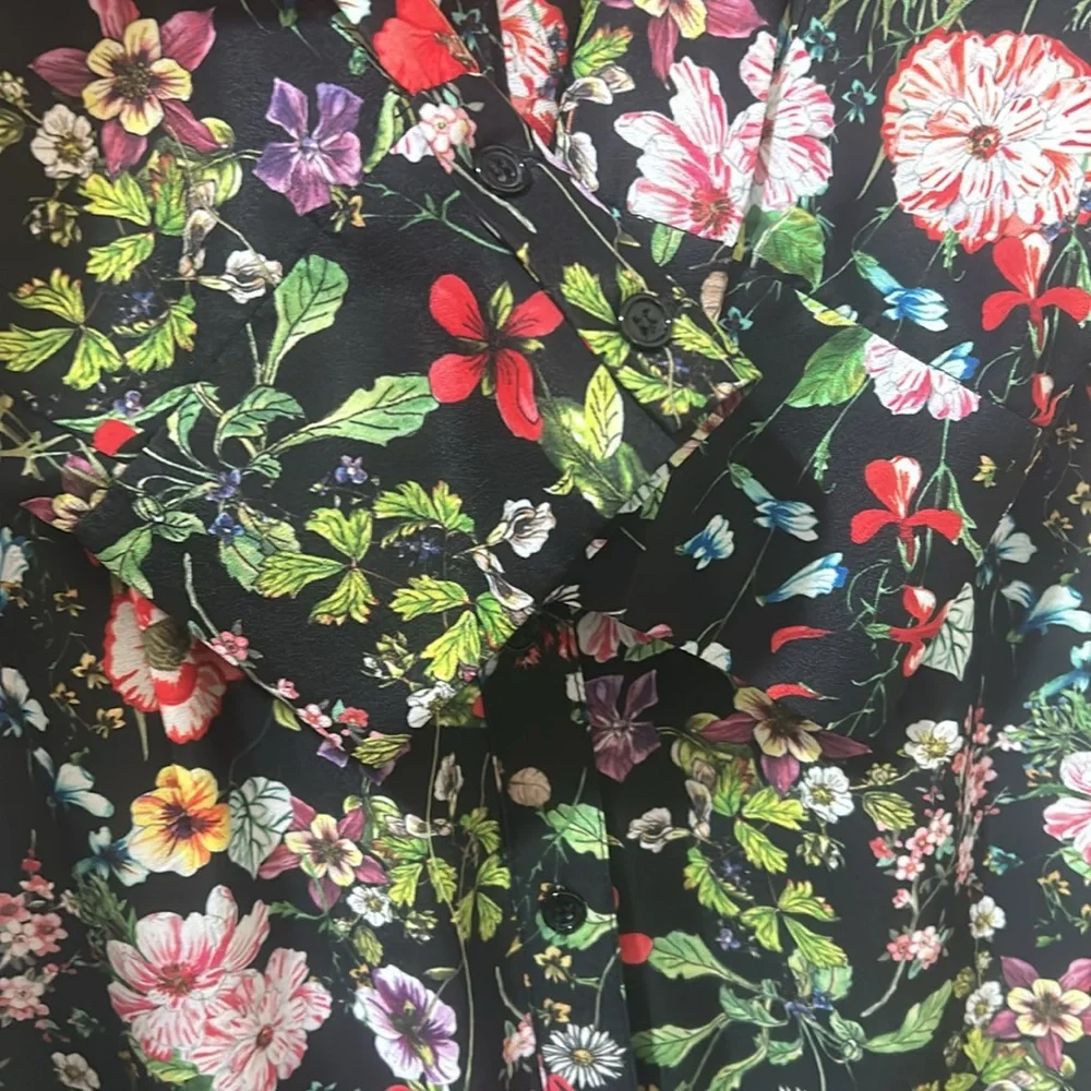 ADRIANNA PALLEL  DRESS WOMEN SIZE 9 BLACK FLORAL PEPLUM HEM - Picture 12 of 14